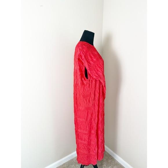 Zara woman/basic Pleated & creased dress red M - Picture 5 of 10